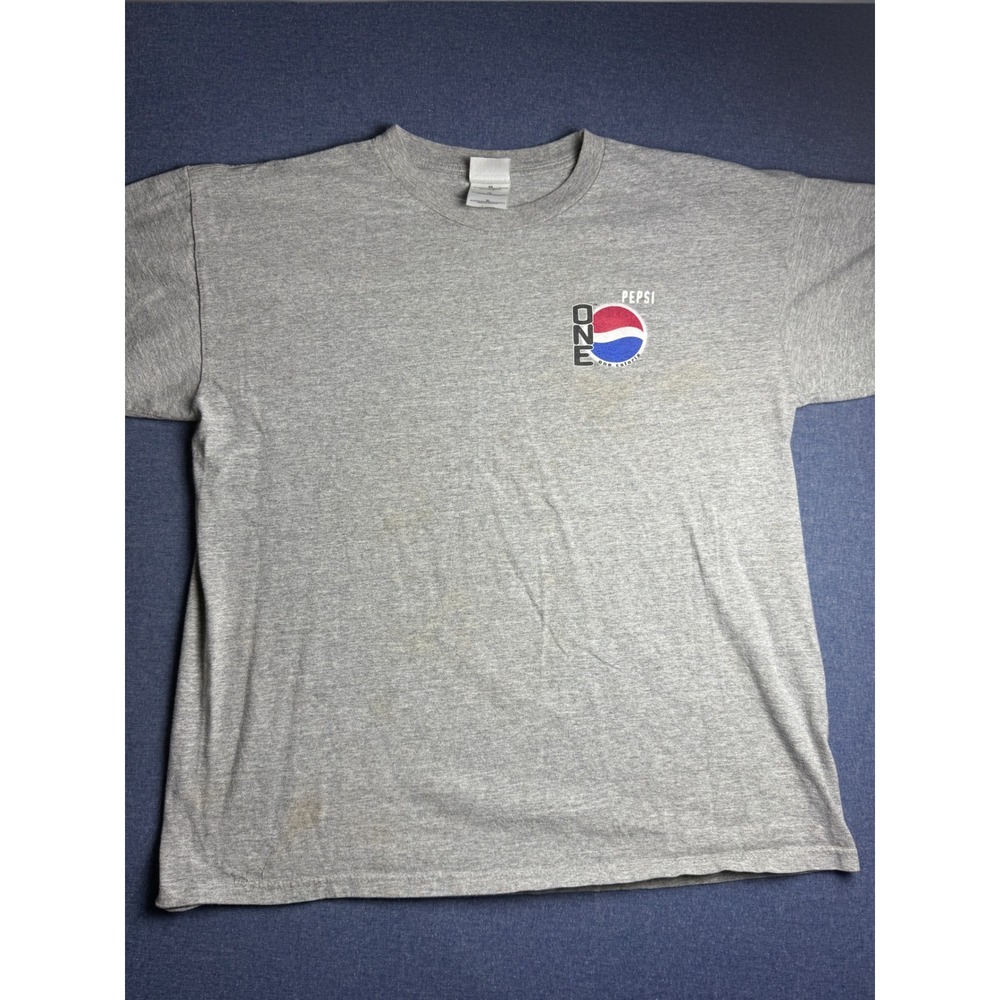 Vintage Pepsi ONE Shirt Mens XL Gray Heavy Cotton One Calorie Soda Promo stain